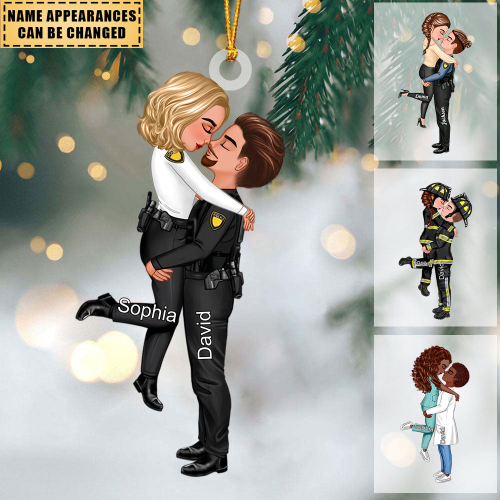 Personalized Ornament, Couple Portrait, Firefighter, Nurse, Police Officer, Teacher, Gifts by Occupation