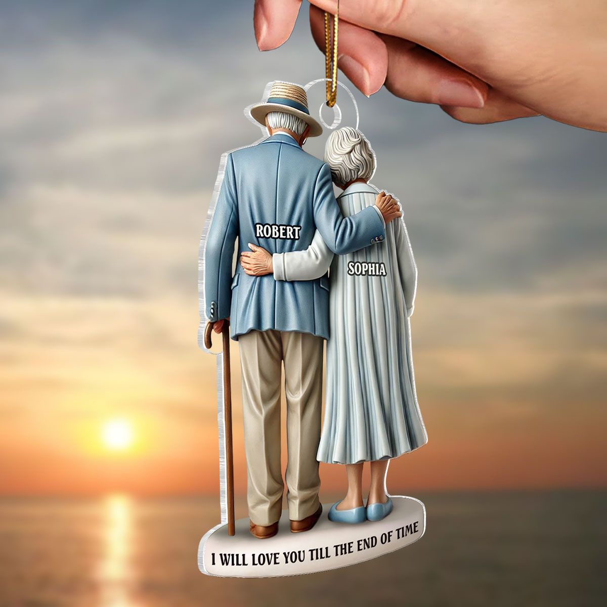 Old Couple Stand Together Personalized Acrylic Ornament, Heartfelt Keepsake, Gift For Couple, For Him, For Her, Husband, Wife