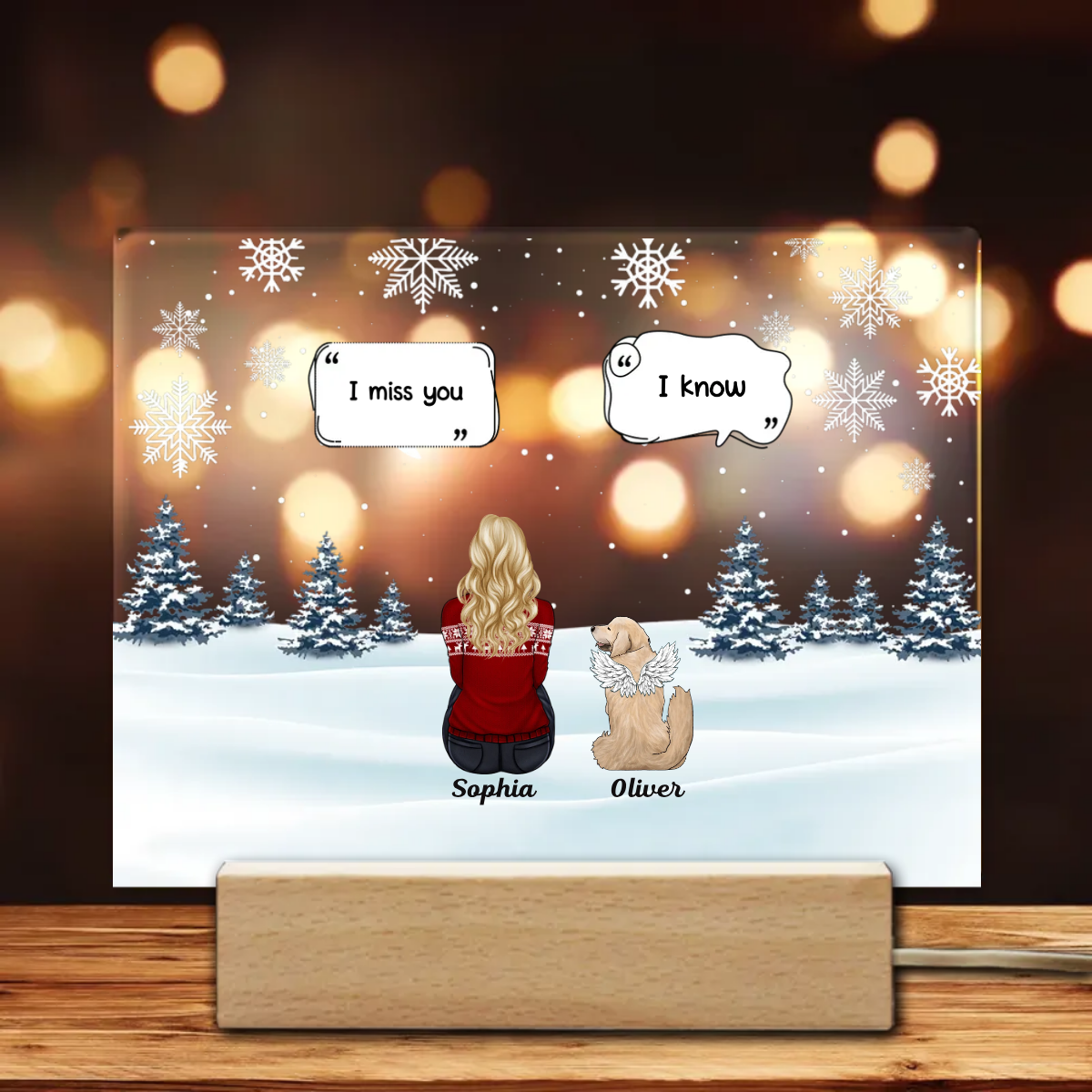 I Miss You - Christmas Memorial Gift For Pet Lovers, Dog Mom, Dog Dad, Cat Mom, Cat Dad - Personalized LED Night Light