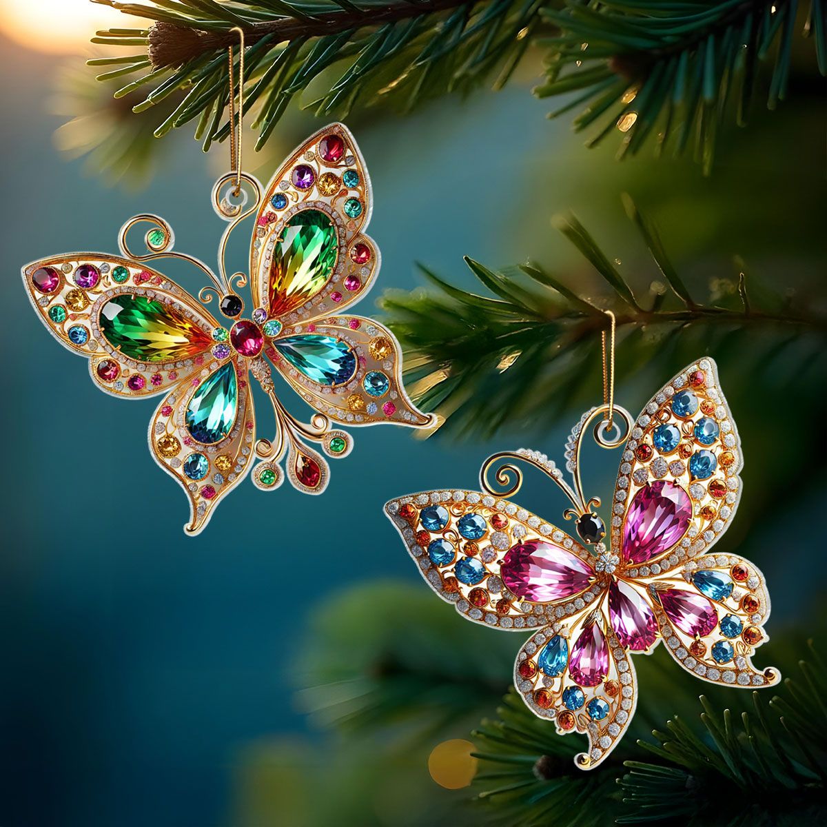 Butterfly 3D Effect Christmas Acrylic Ornaments, Decorations Gifts for Women Girls Mom Sisters