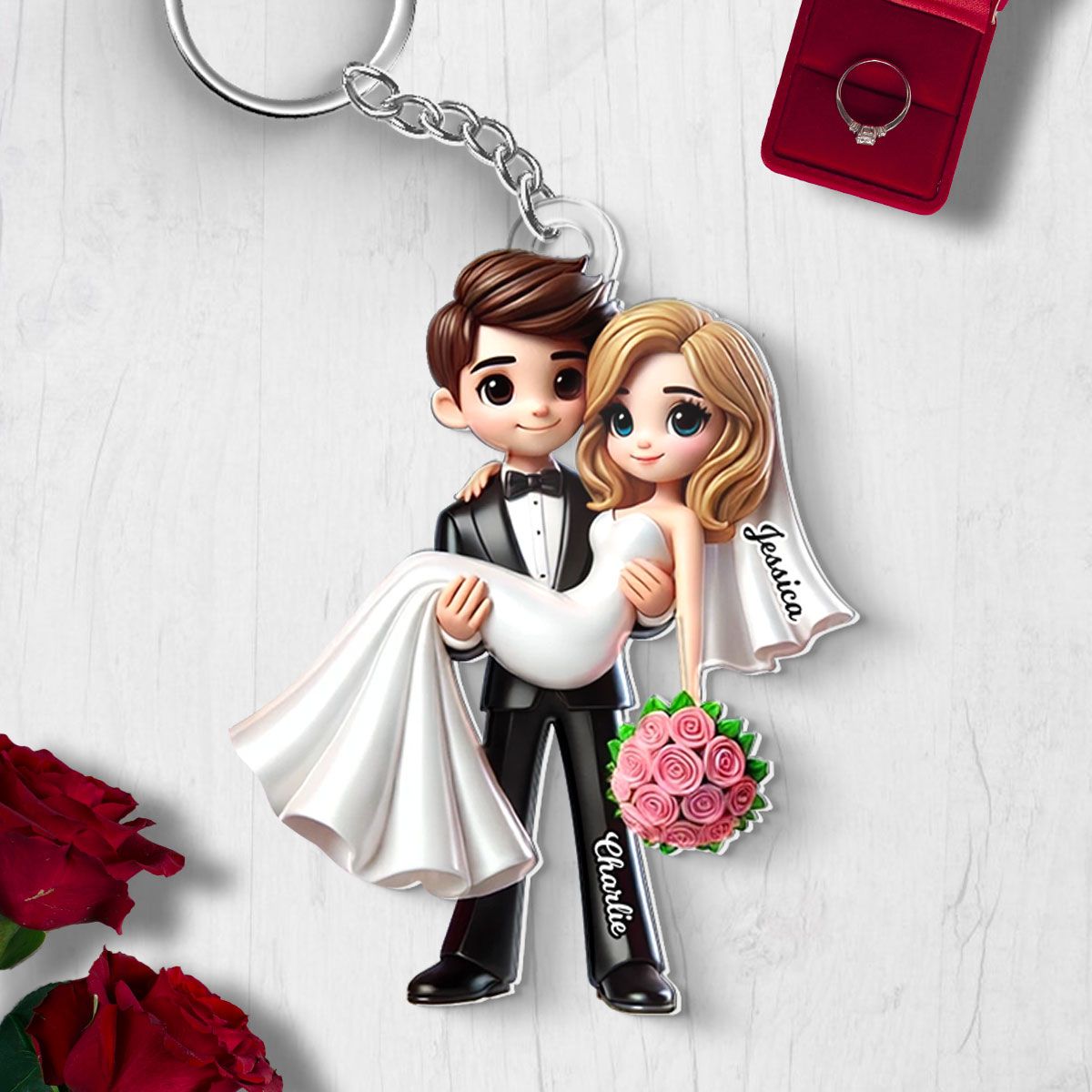 Personalized Mr Mrs Married Couple Personalized Acrylic Keychain, Gift for him, Gift for her