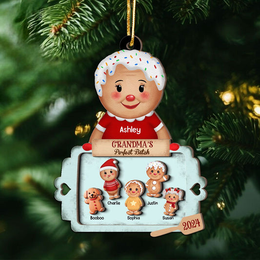 Christmas Grandma's Perfect Batch Grandkids Dogs Cats Personalized 2-Layer Ornament