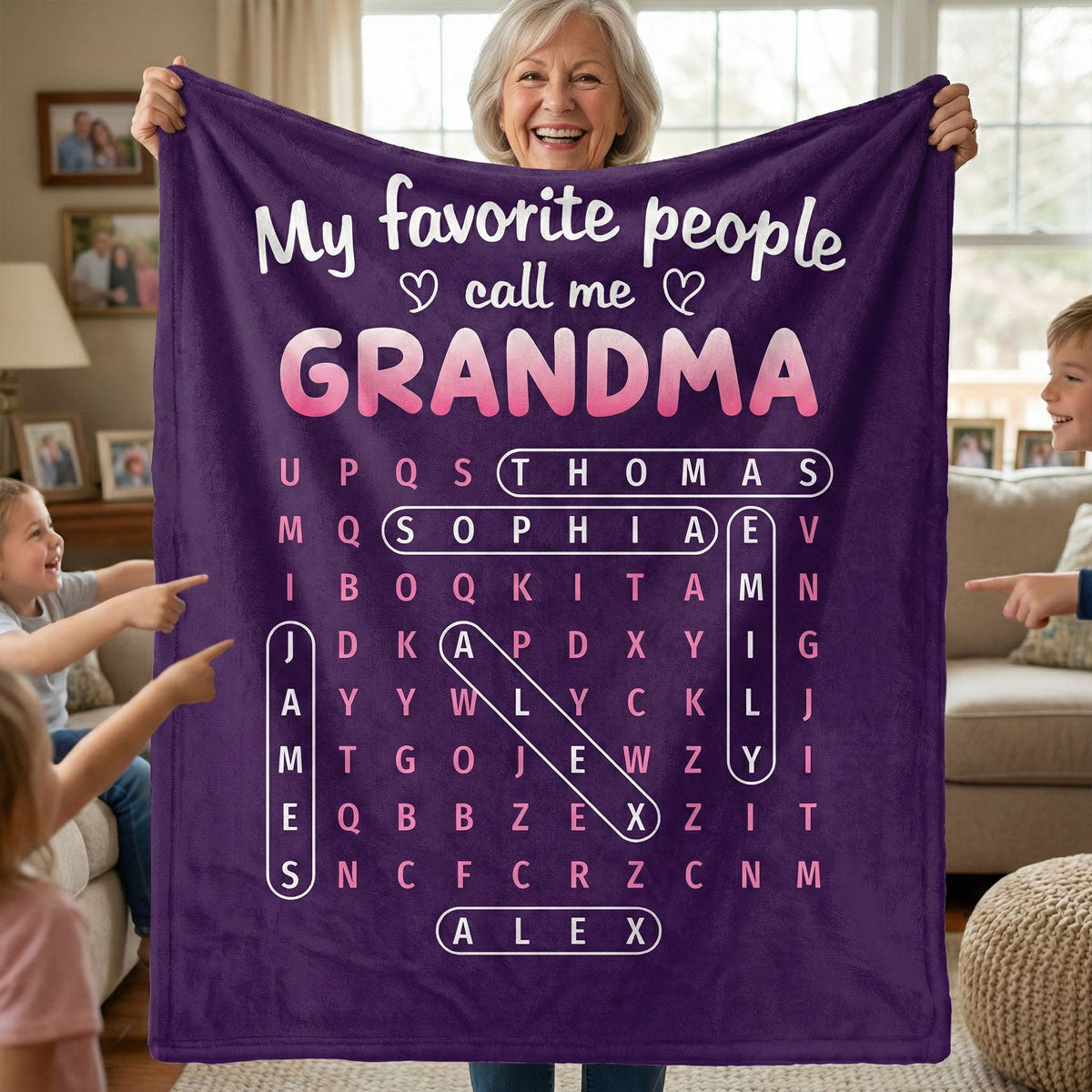 Favorite People Call Me Grandma Word Search Puzzle - Personalized Fleece Blanket - Mother's Day Gift For Grandma