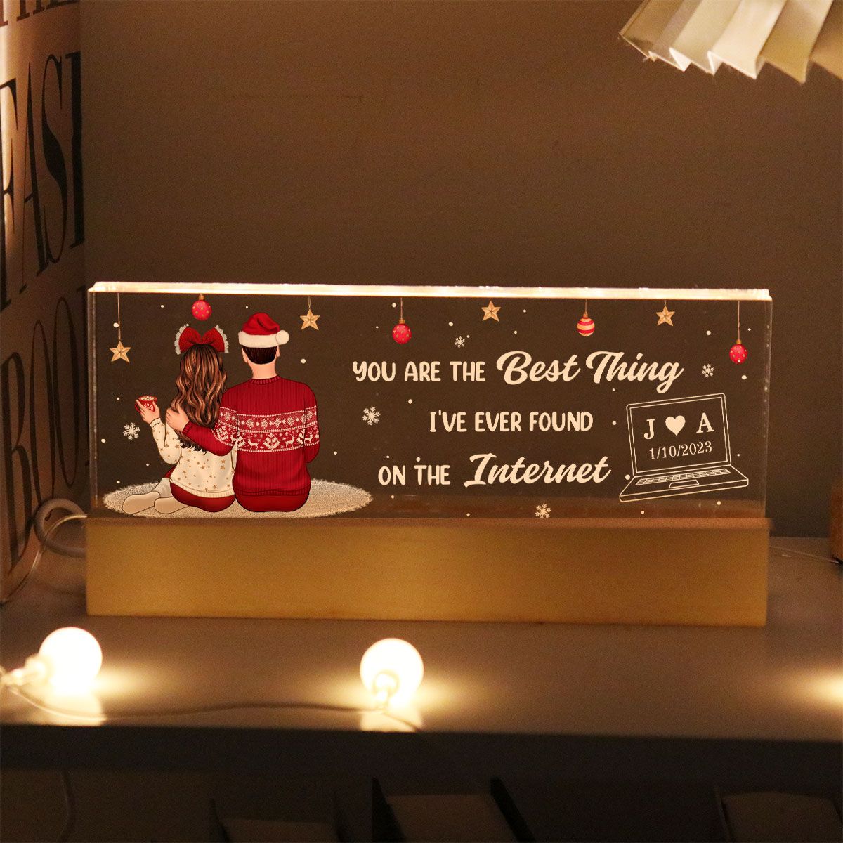 Best Thing On the Internet Personalized Acrylic Block LED Night Light, Christmas Gift for Couples