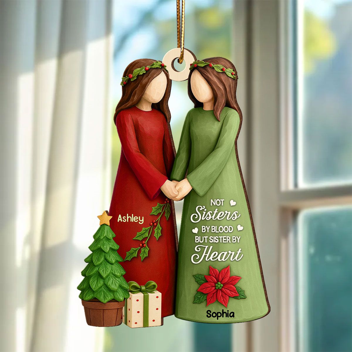 Christmas Best Friends Are Hard To Find 3D Effect Personalized Wooden Ornament, Christmas Gift Friendship Gift for Besties