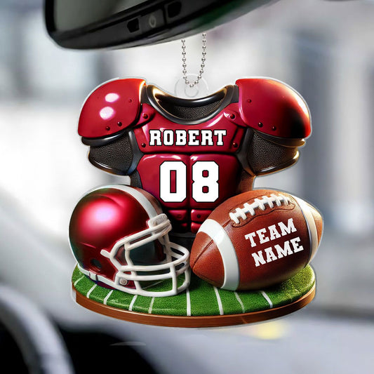 Football Jersey Uniform Personalized Acrylic Car Hanger Ornament, Gift for him, Gift for boyfriend, Gift for son