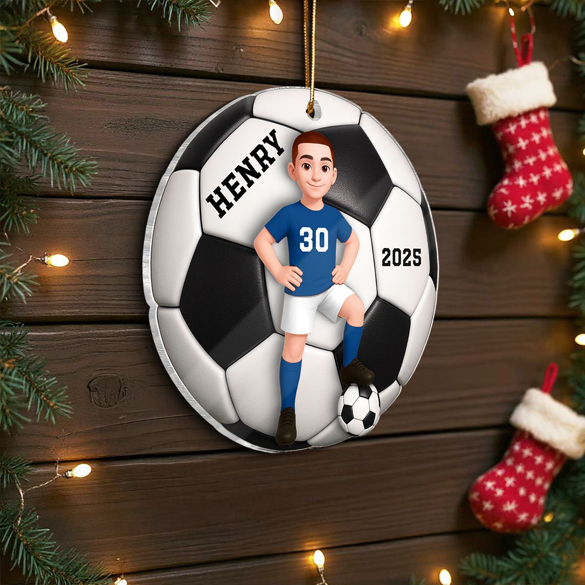 Soccer Girl Boy 3D Effect - Personalized Acrylic Ornament