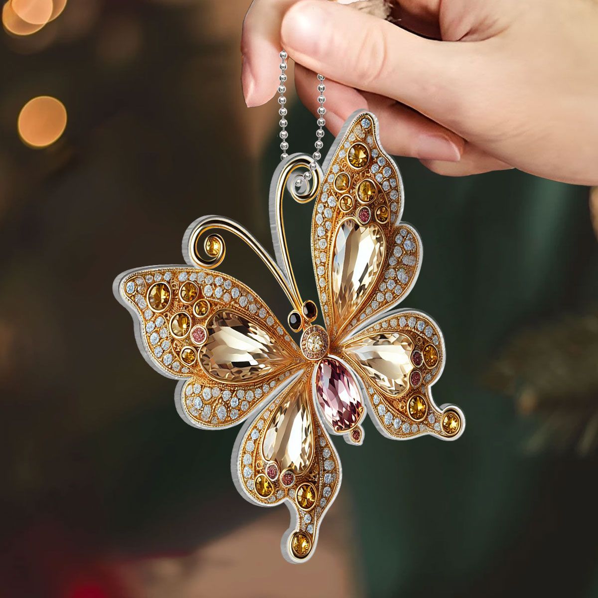 Butterfly 3D Effect Christmas Acrylic Ornaments, Decorations Gifts for Women Girls Mom Sisters