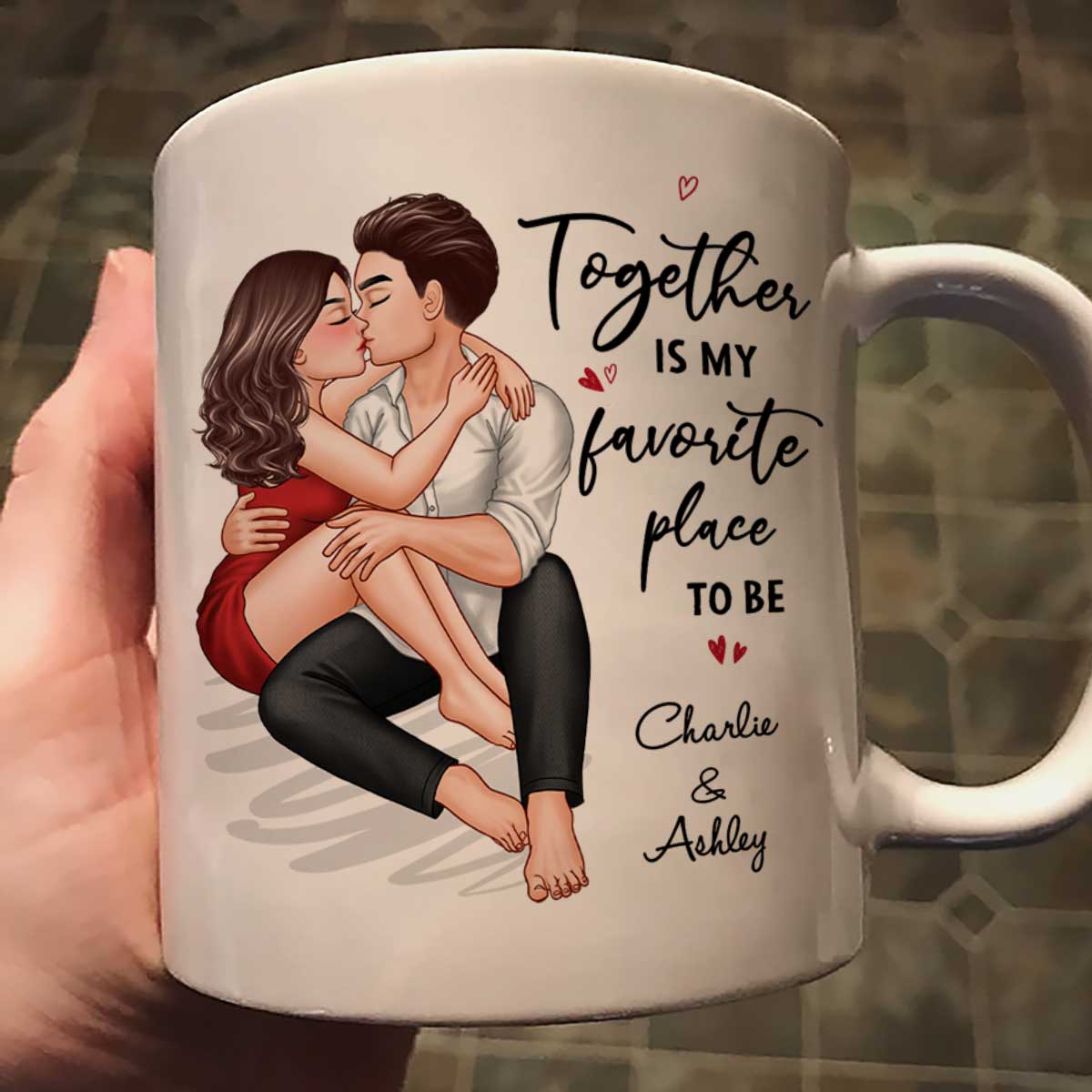 Couple Embrace & Kiss Gift For Him For Her Personalized Mug