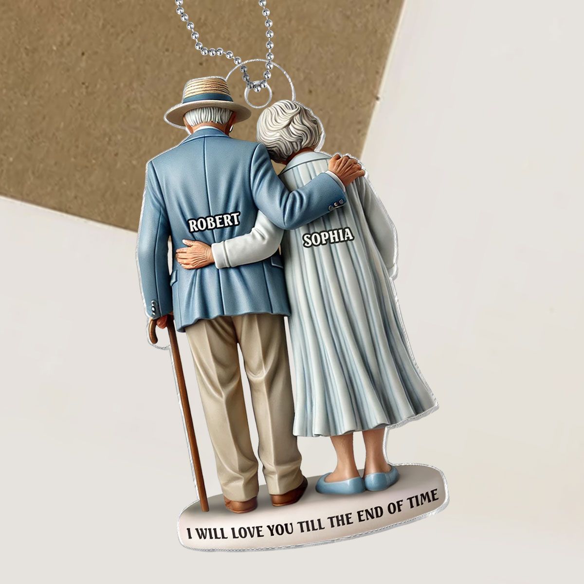 Old Couple Stand Together Personalized Acrylic Ornament, Heartfelt Keepsake, Gift For Couple, For Him, For Her, Husband, Wife