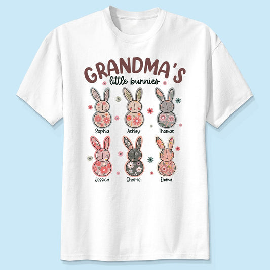 Grandma's Little Bunnies Floral Easter Personalized Shirt