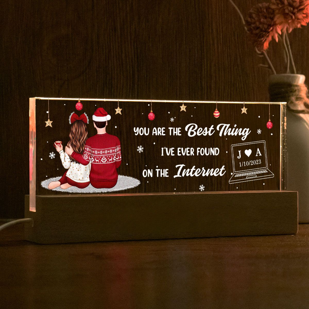 Best Thing On the Internet Personalized Acrylic Block LED Night Light, Christmas Gift for Couples