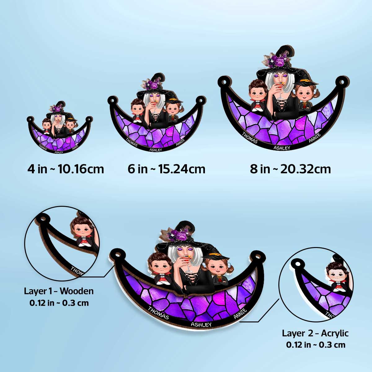 Grandma Grandkids Halloween Moon Personalized Suncatcher