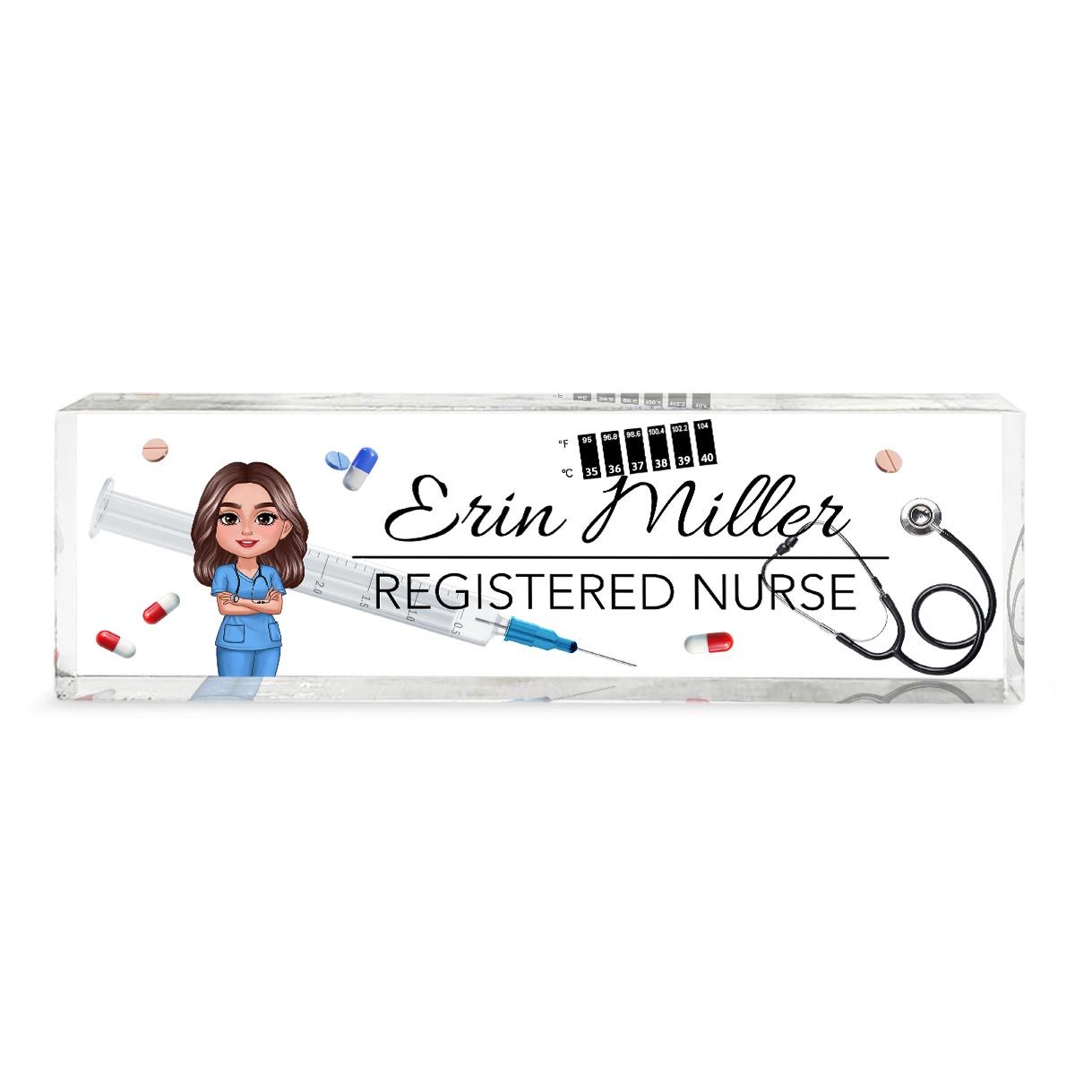 Nurse Things Personalized Acrylic Desk Name Plate, Gift For Nurse, Doctors, EMS, Healthcare Workers