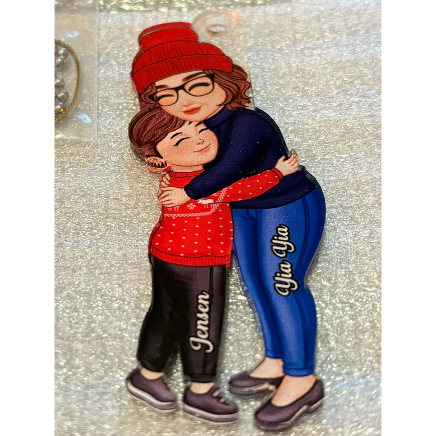 Grandma & Grandkid Hugging Christmas Gift For Granddaughter Grandson Personalized Acrylic Ornament