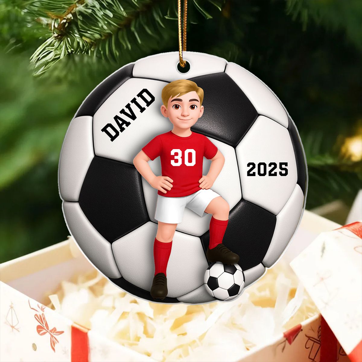 Soccer Girl Boy 3D Effect - Personalized Acrylic Ornament
