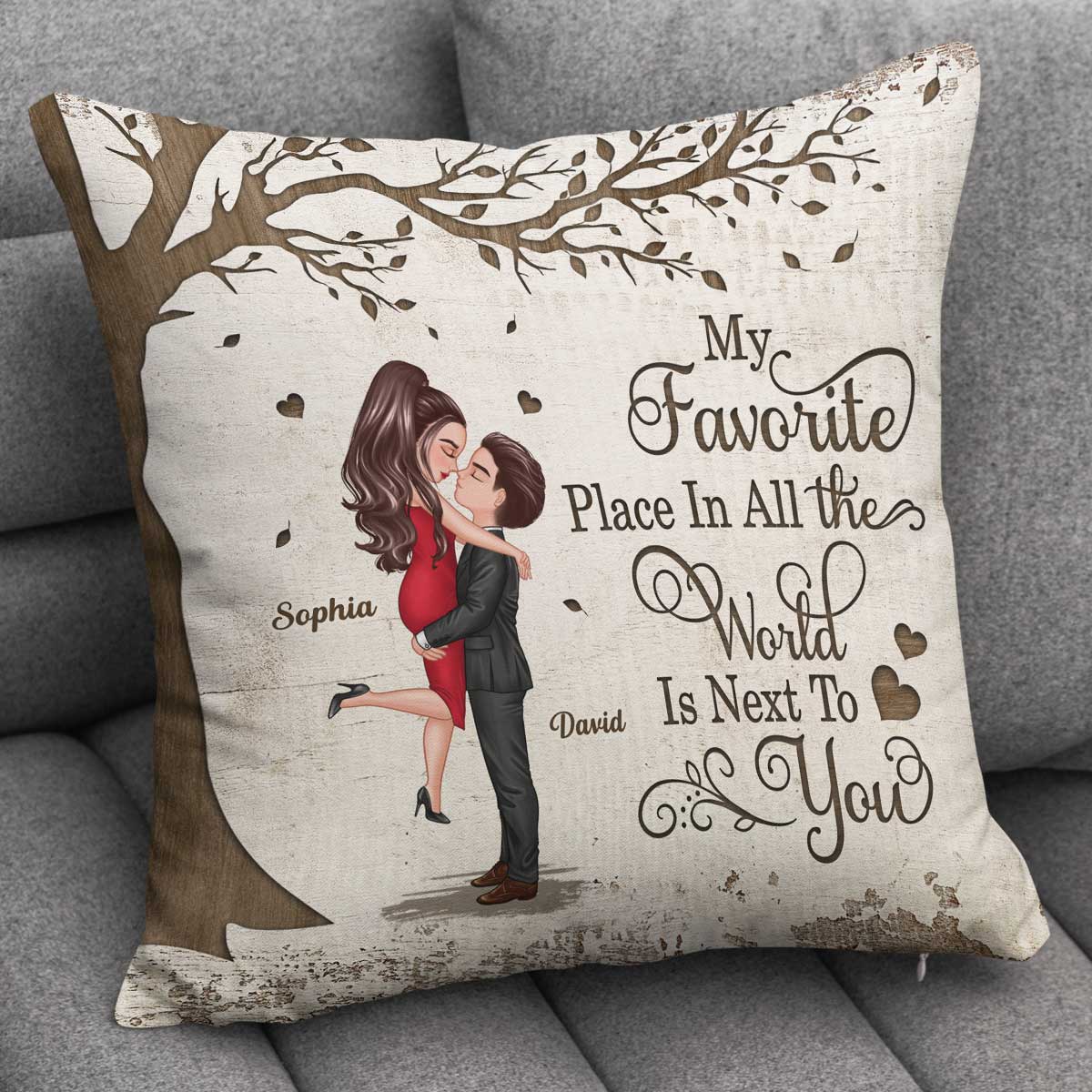 Favorite Place In The World Couple Kissing Personalized Pillow