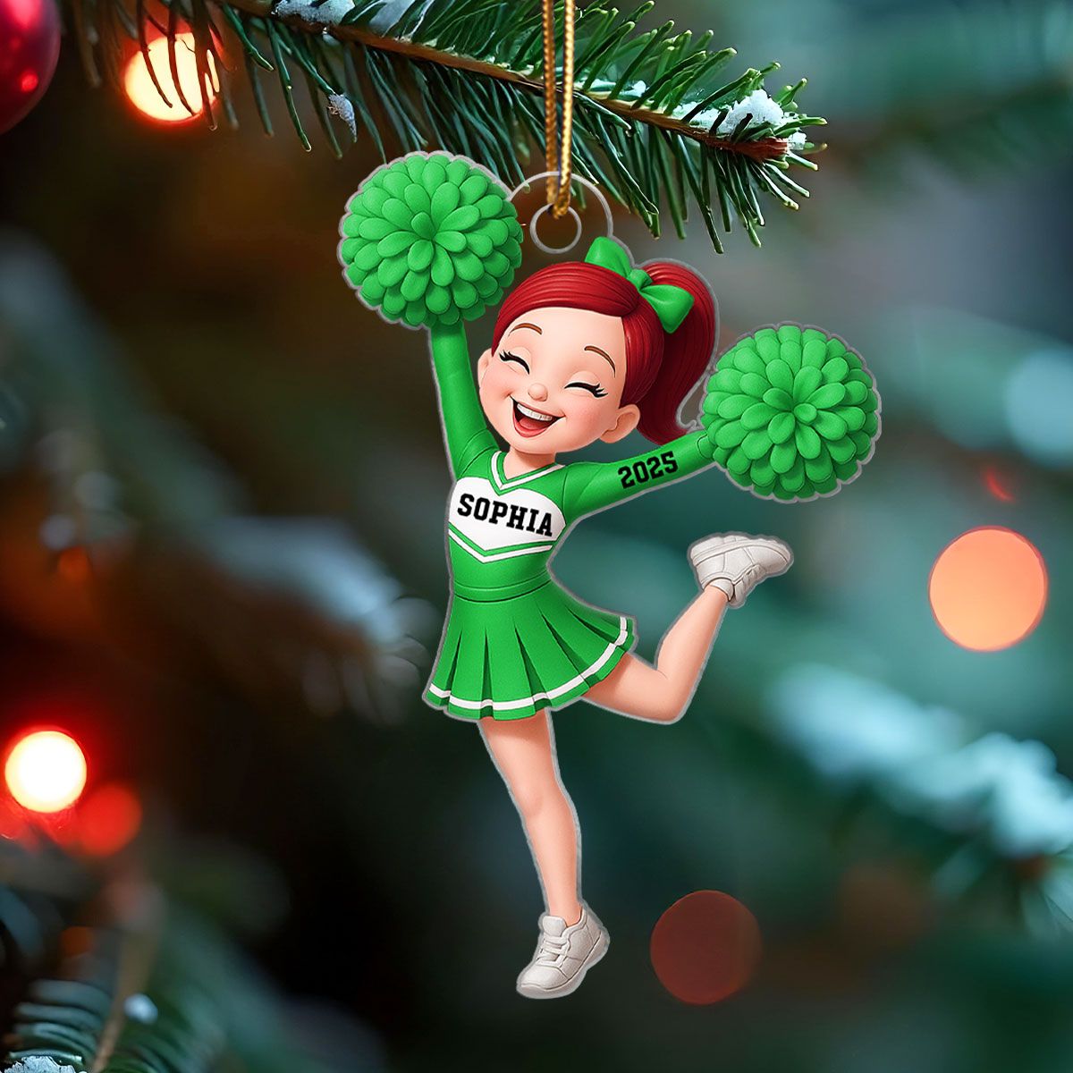 Personalized 3D Effect Cheerleader Girl Personalized Acrylic Ornament, Christmas Gift for Daughter, for Granddaughter