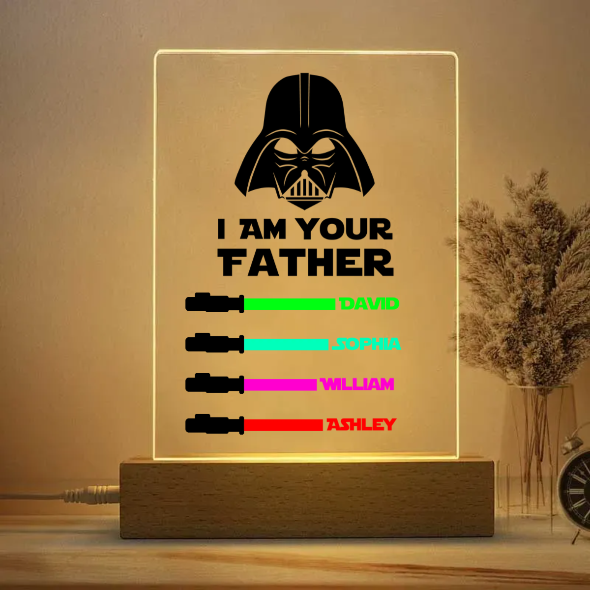 I Am Their Father, I Am Your Father - Birthday, Loving Gift For Father, Papa, Grandpa - Personalized Custom Rectangle Acrylic Plaque LED Lamp Night Light