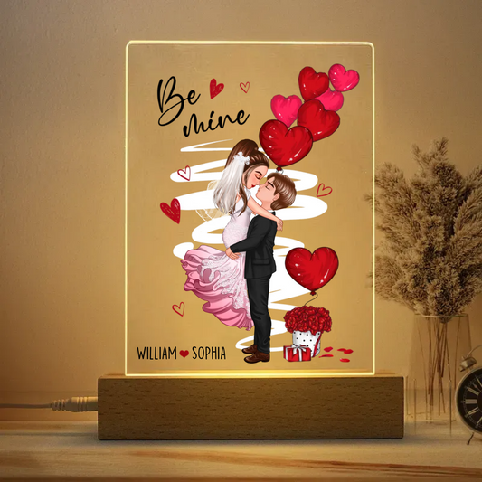 Be Mine Doll Couple Kissing - Gift For Couples - Personalized Plaque LED Night Light