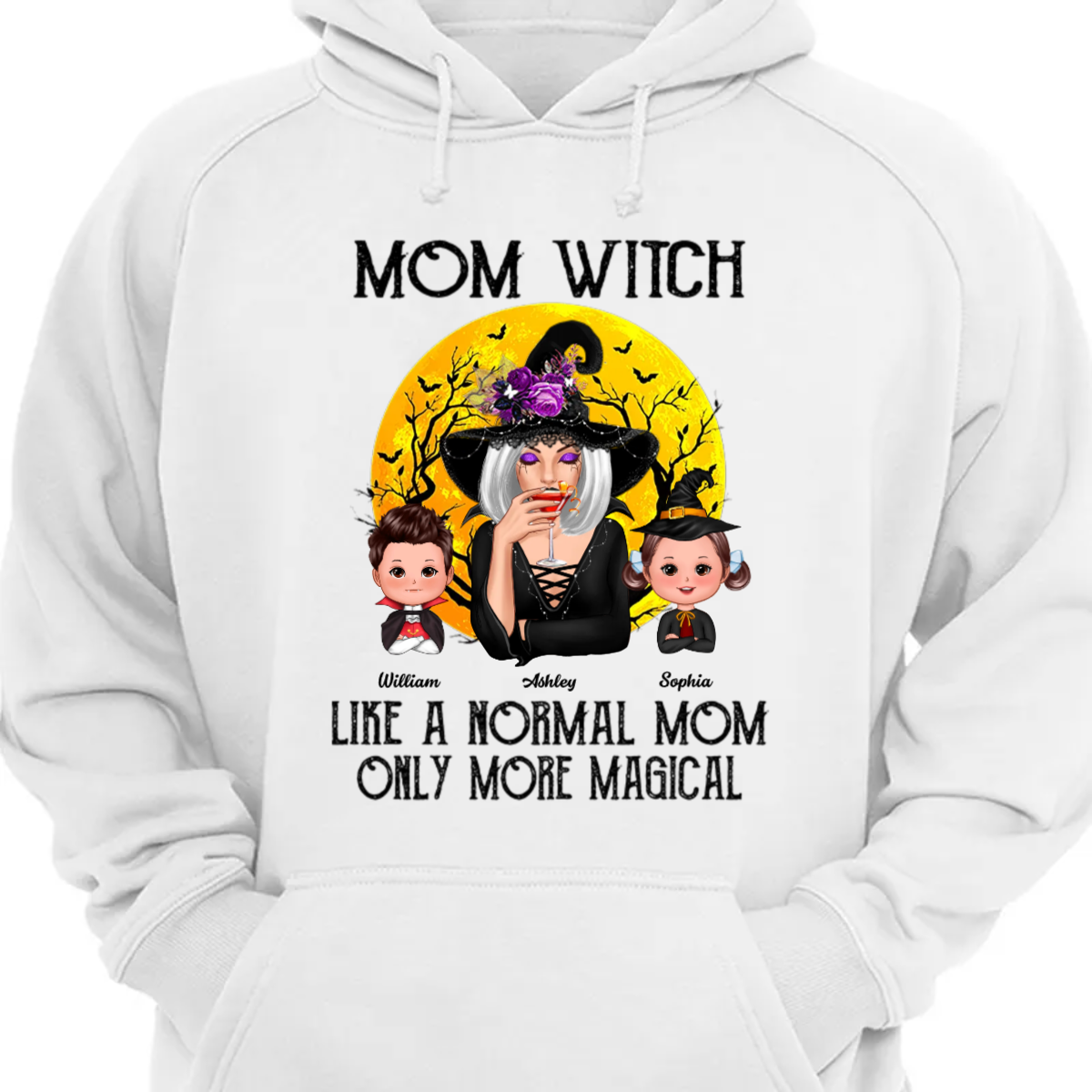 Mom Witch Like Normal Mom More Magical Halloween Personalized Hoodie Sweatshirt