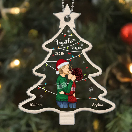 Couple Together Since Christmas Tree Shaped Personalized Acrylic Ornament