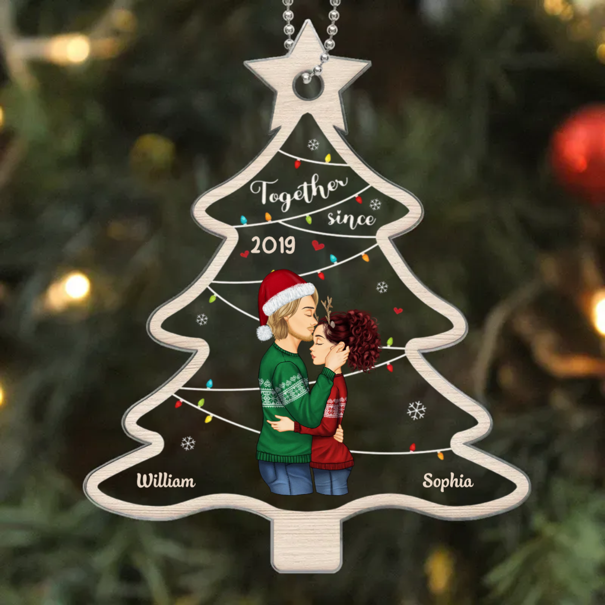 Couple Together Since Christmas Tree Shaped Personalized Acrylic Ornament