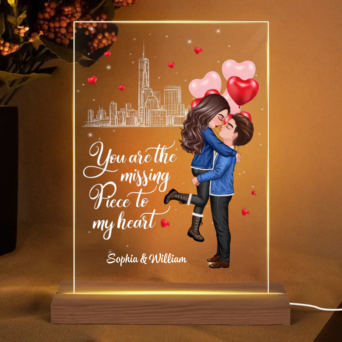 The Missing Piece To My Heart Personalized Plaque LED Night Light