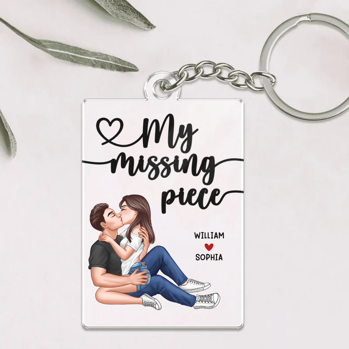 My Missing Piece Sexy Couple Kissing Personalized Acrylic Keychain