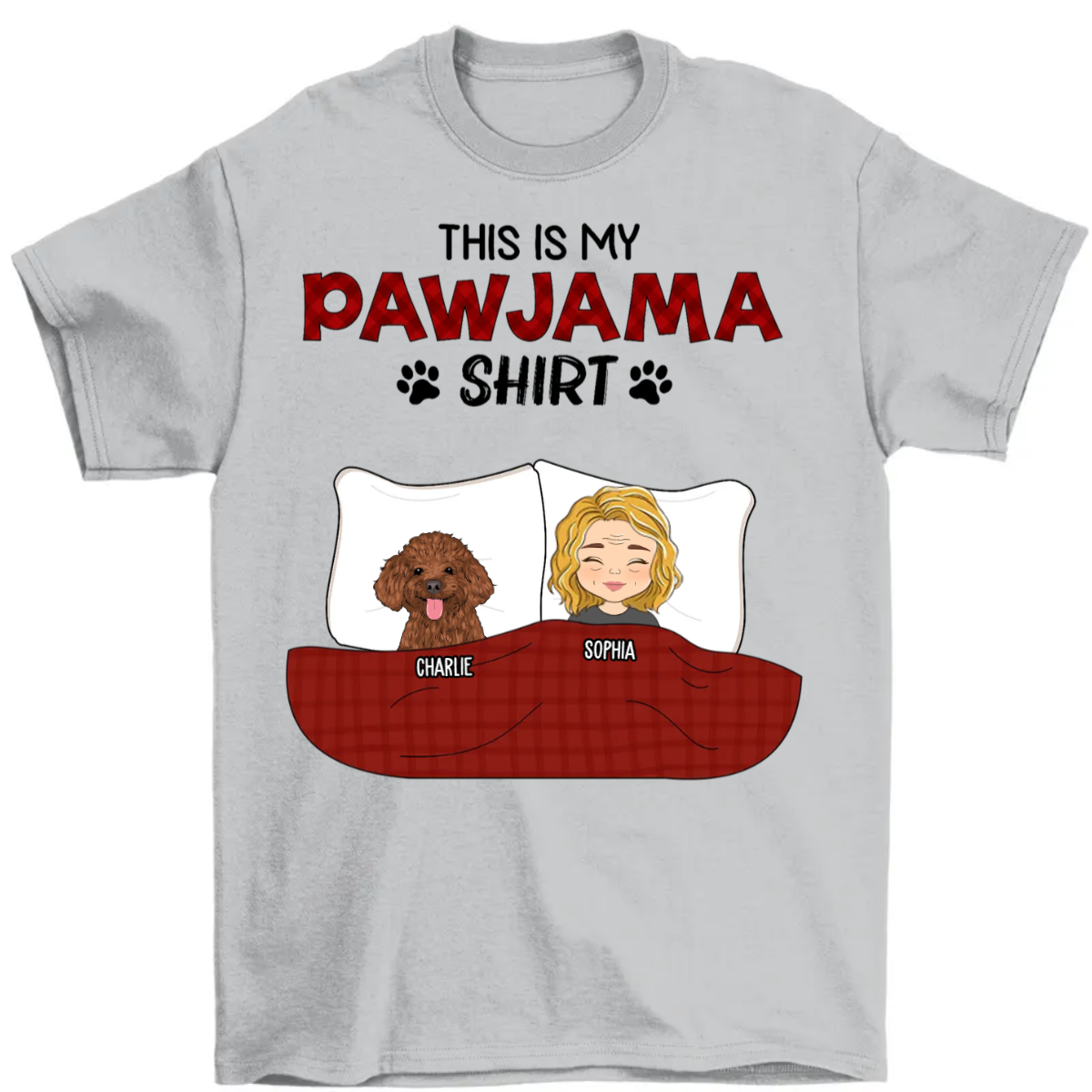 Pajama Shirt With Dogs & Cats - Personalized Custom Unisex T-Shirt