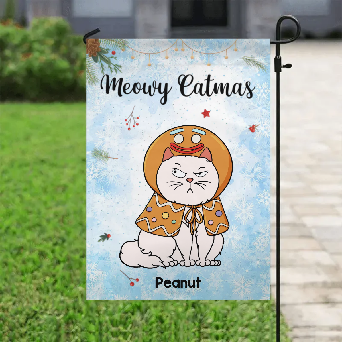 Meowy Catmas Cute Cats Personalized Garden Flag