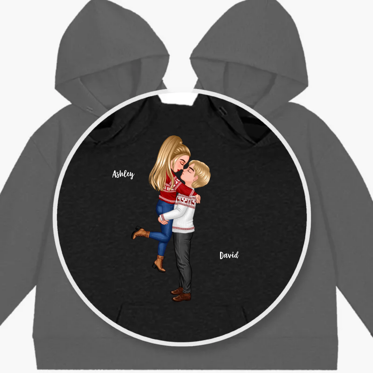Couple Portrait, Firefighter, Nurse, Police Officer, Military, Chef, EMS, Flight, Teacher, Gifts by Occupation - Personalized Couple one-piece Hoodie