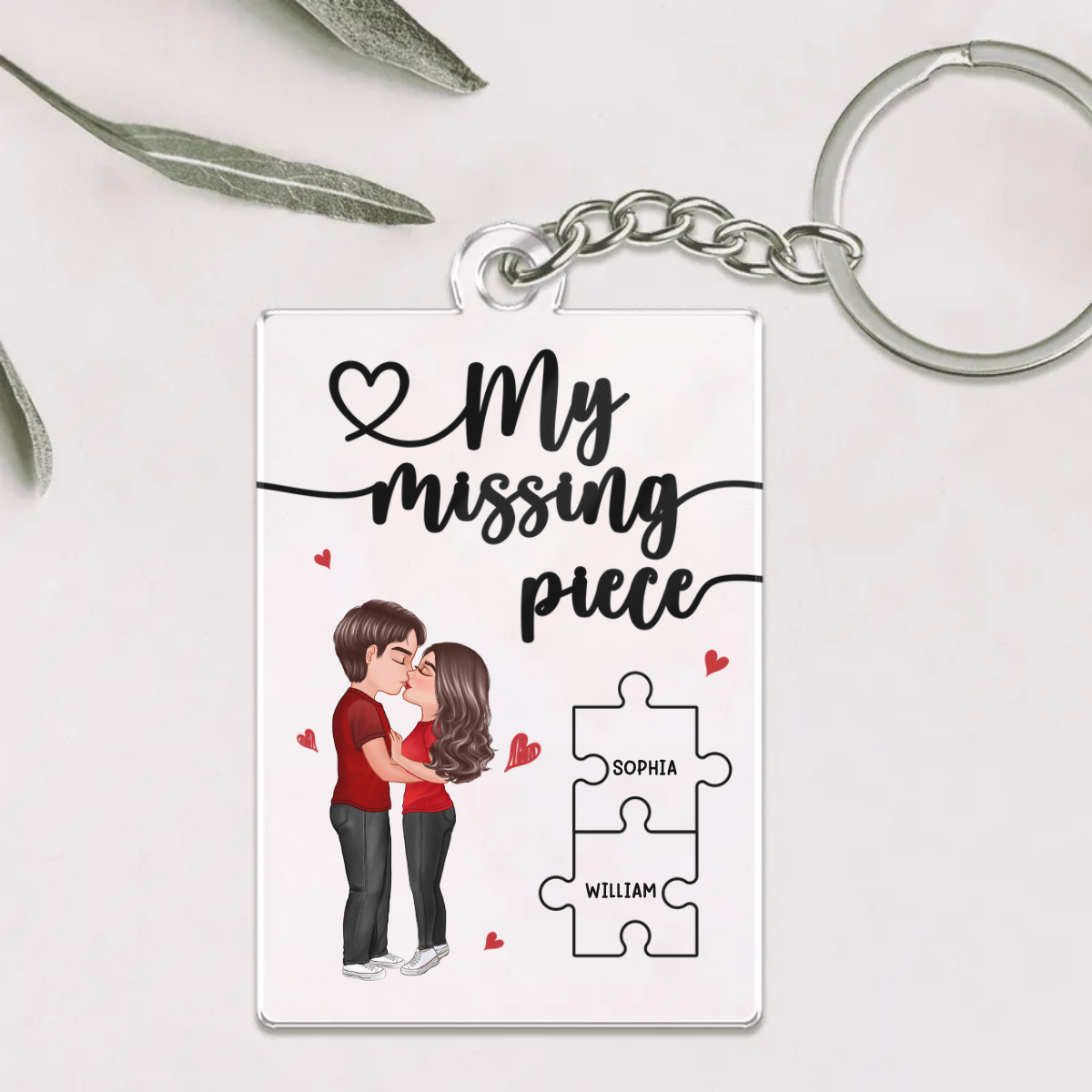 My Missing Piece Couple Kissing Valentine‘s Day Gift For Her Gift For Him Personalized Acrylic Keychain