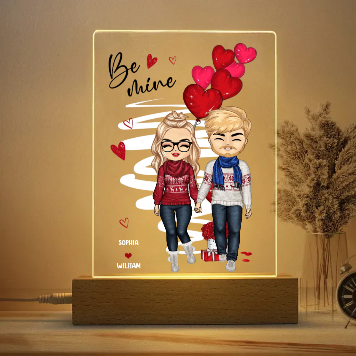 Be Mine Couple Walking - Gift For Lover, Husband, Wife, Couples - Personalized Acrylic Plaque LED Night Light