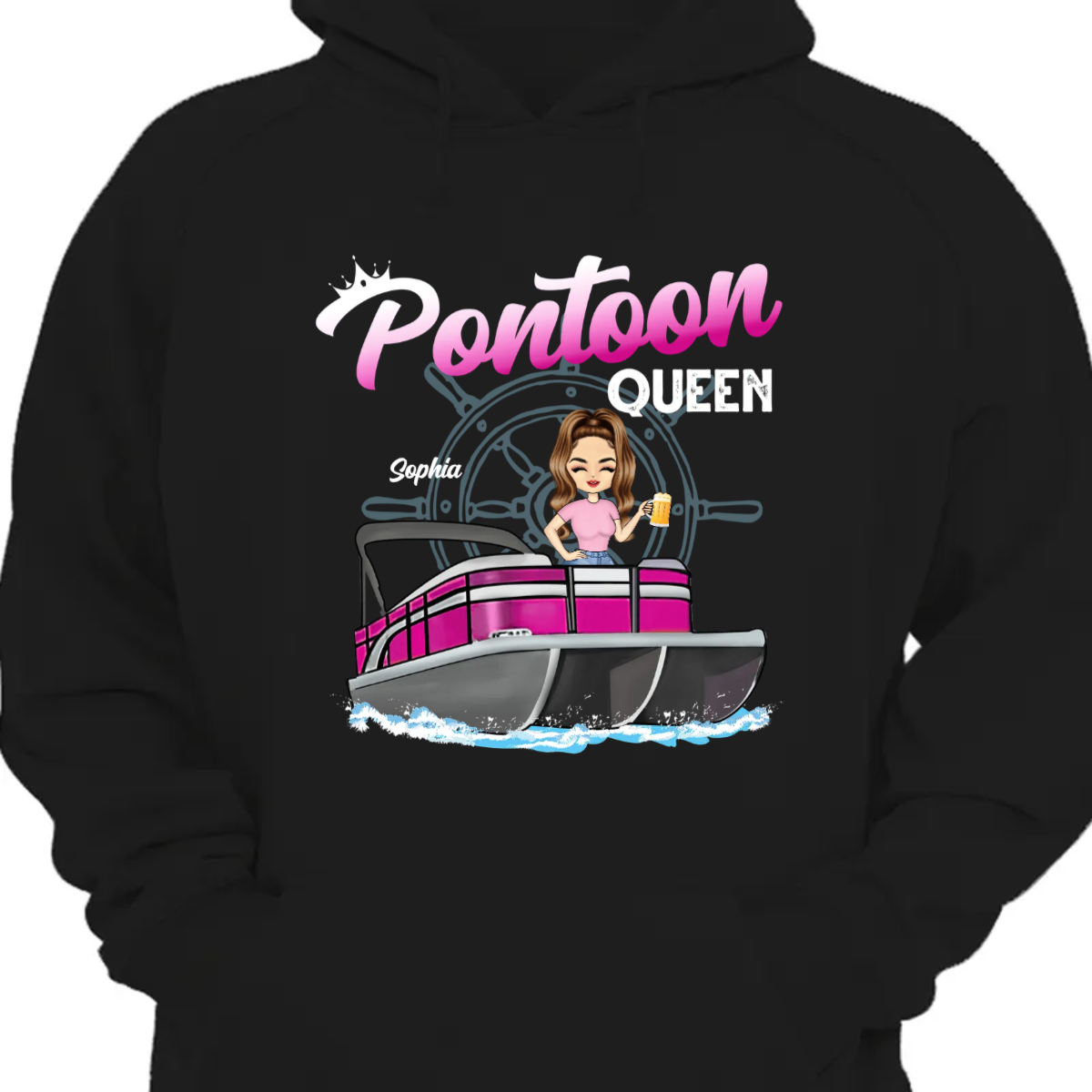 Boating Pontoon Queen - Birthday Gift For Pontooning Lovers, Lake Lovers, Travelers, Women - Personalized Custom Hoodie