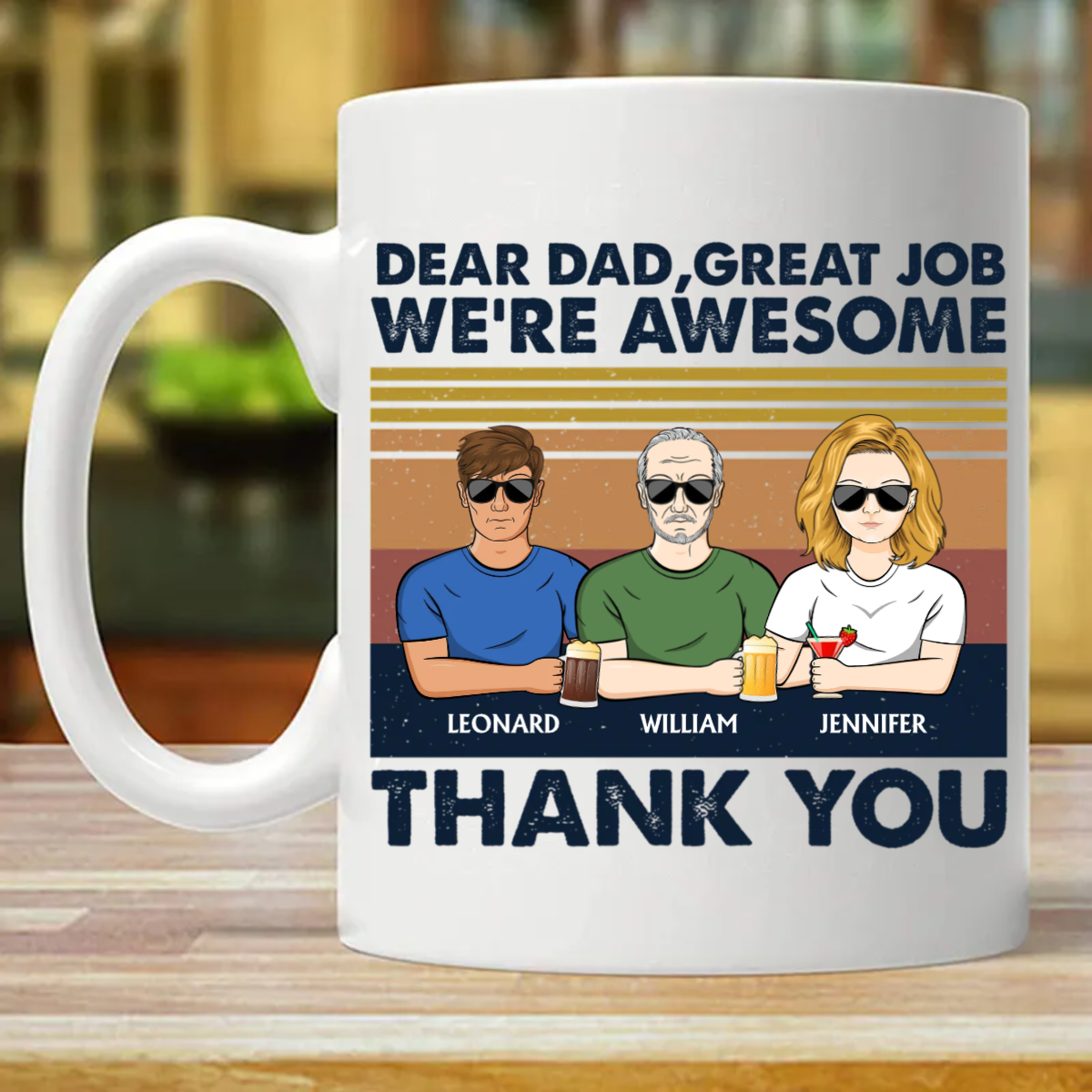 Dear Dad Grandpa Mom Grandma Great Job We're Awesome Thank You - Father Gift - Personalized Custom Mug (Double-sided Printing)