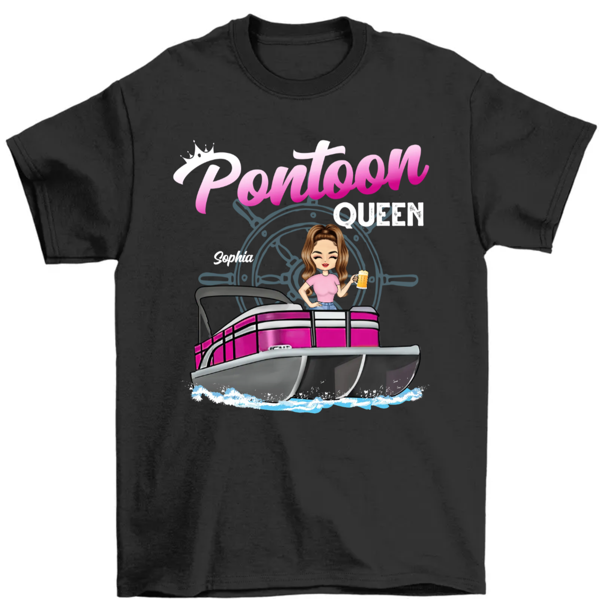 Boating Pontoon Queen - Birthday Gift For Pontooning Lovers, Lake Lovers, Travelers, Women - Personalized Custom T Shirt