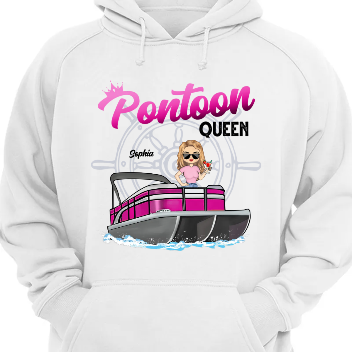 Boating Pontoon Queen - Birthday, Traveling, Cruising Gift For Pontooning Lovers, Beach Lovers, Travelers - Personalized Custom Hoodie Sweatshirt