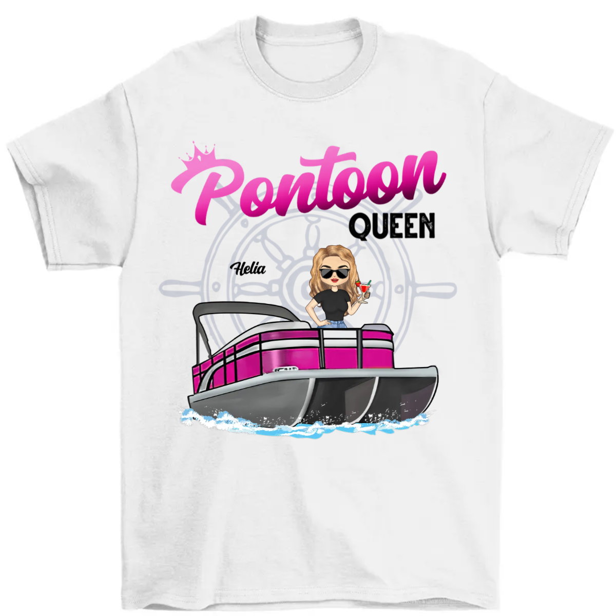Boating Pontoon Queen - Birthday, Traveling, Cruising Gift For Pontooning Lovers, Beach Lovers, Travelers - Personalized Custom T Shirt