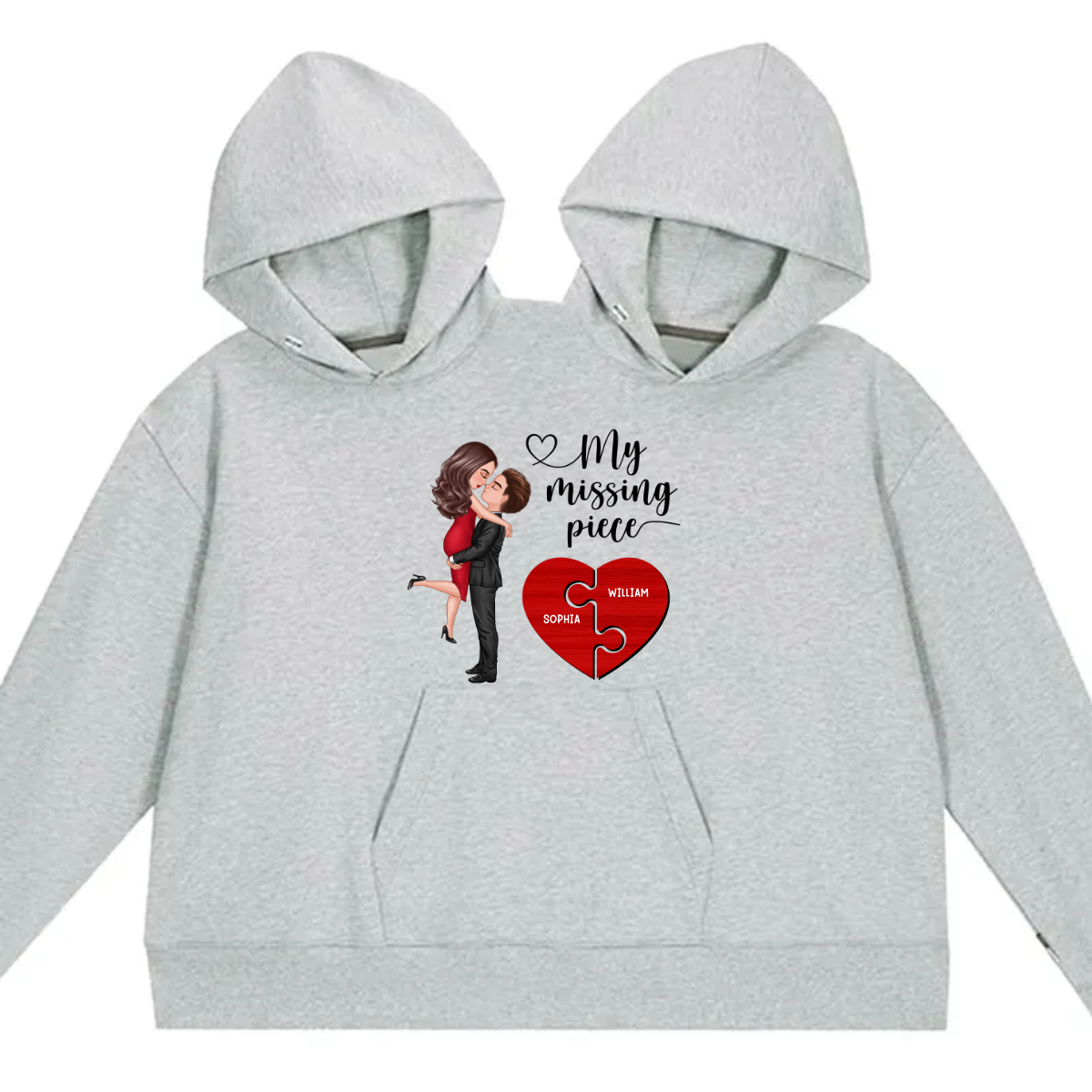 My Missing Piece Doll Couple Hugging Kissing Heart Piece Personalized one-piece Hoodie