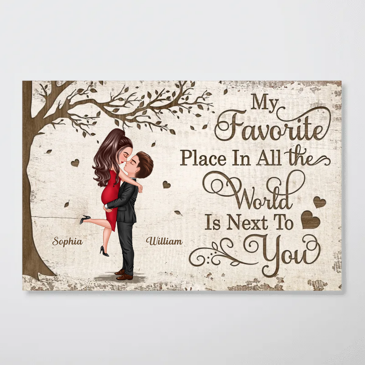 Favorite Place In The World Couple Kissing Personalized Poster, Valentine‘s Day Gift For Him, For Her