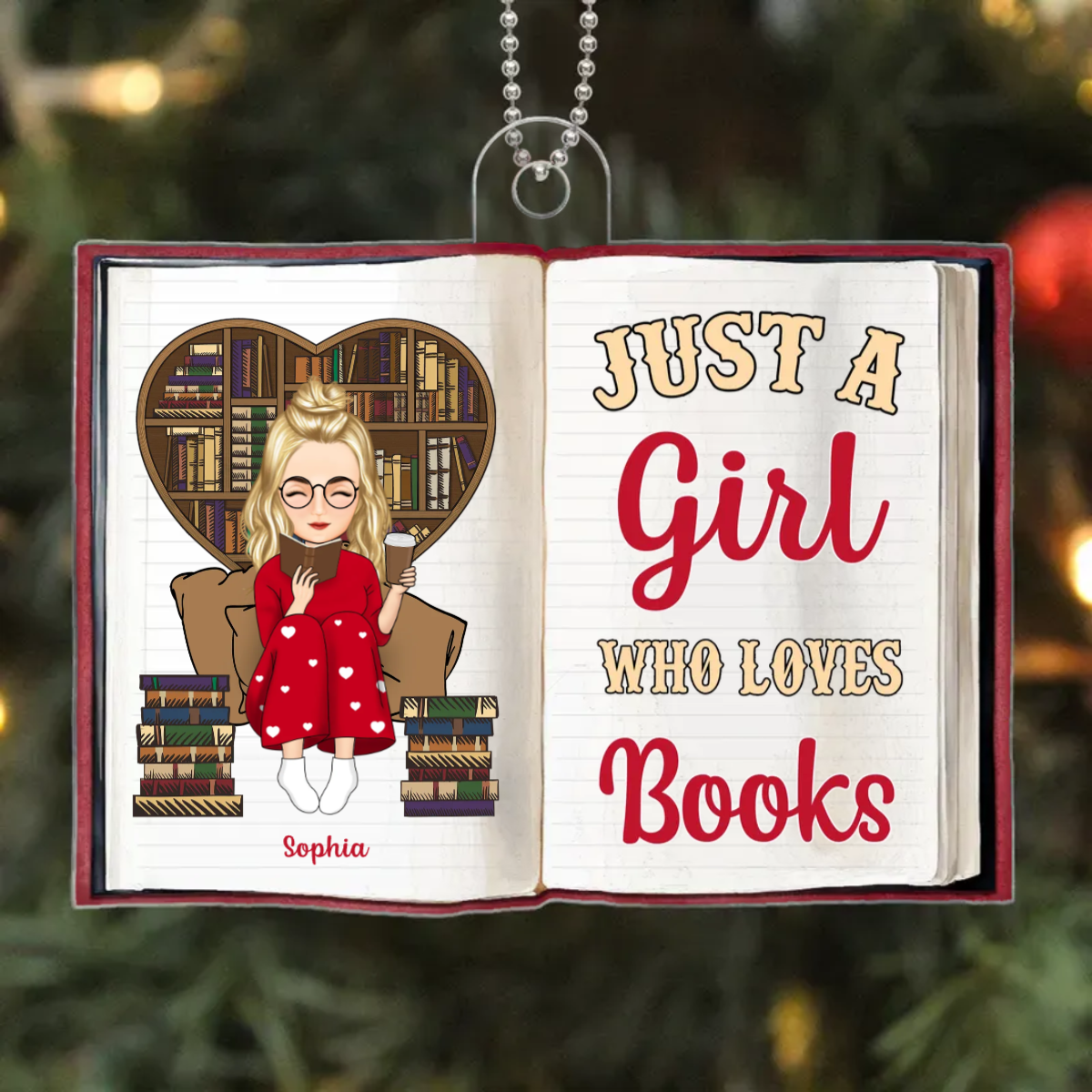 Reading Cartoon Just A Girl Boy Who Loves Books - Gift For Book Lovers - Personalized Acrylic Ornament