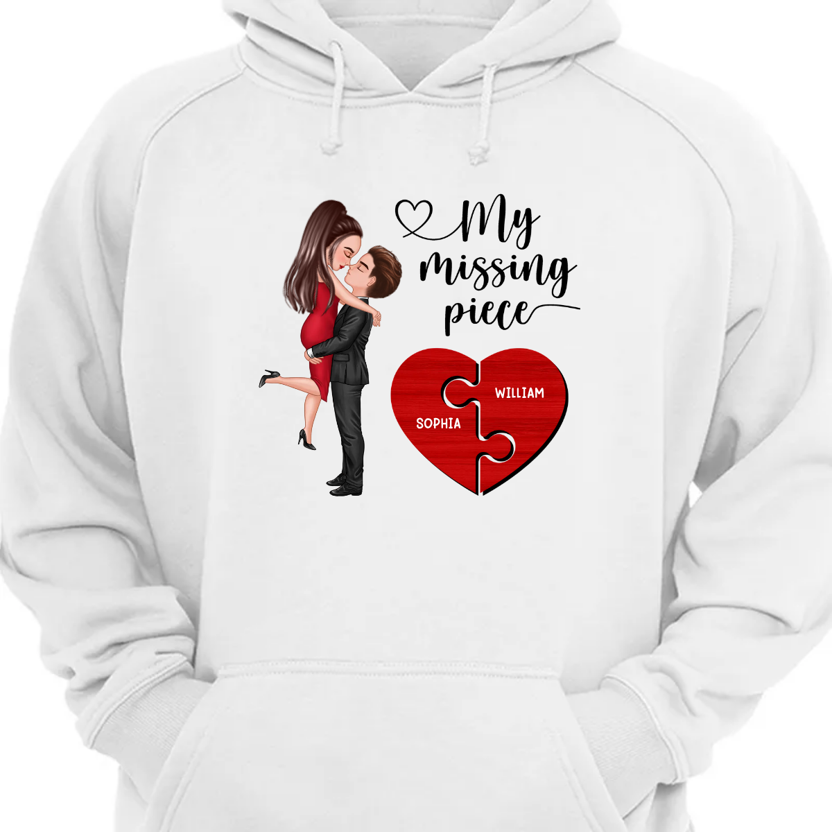 My Missing Piece Doll Couple Hugging Kissing Heart Piece Personalized Hoodie