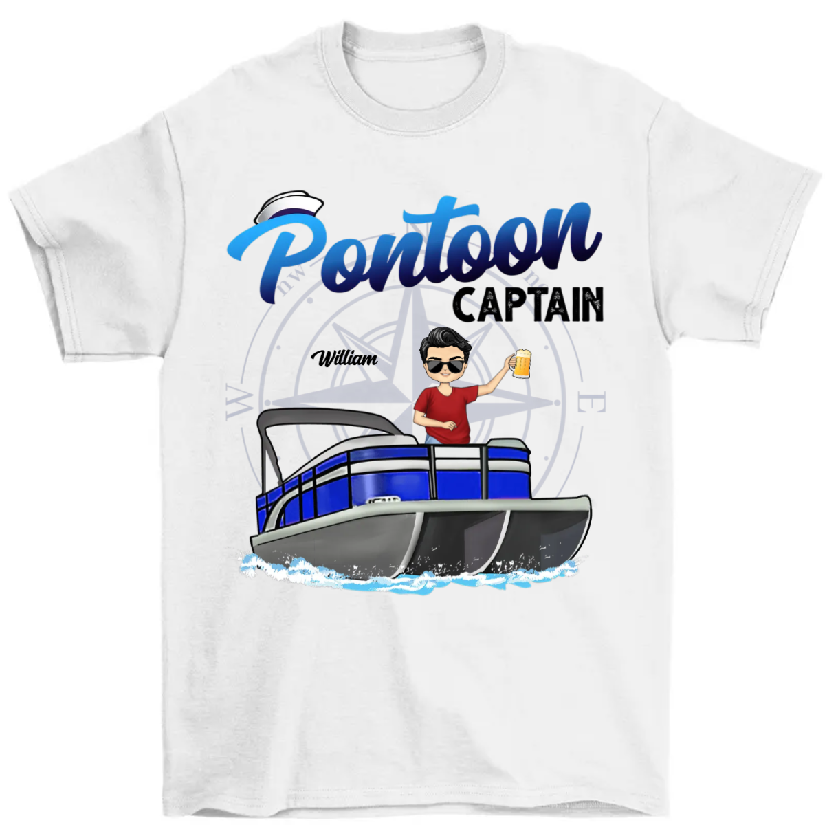 Boating Pontoon Captain - Birthday, Traveling, Cruising Gift For Pontooning Lovers, Beach Lovers, Travelers - Personalized Custom T Shirt