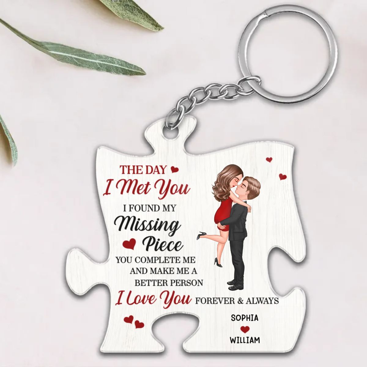 Couple Found My Missing Piece - Gift For Couples - Personalized Puzzle Acrylic Keychain