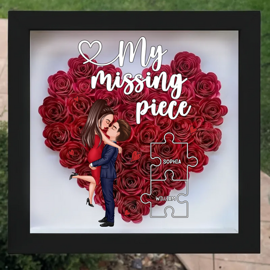 My Missing Piece Valentine‘s Day Gift For Her Gift For Him Personalized Heart Rose Shadow Box