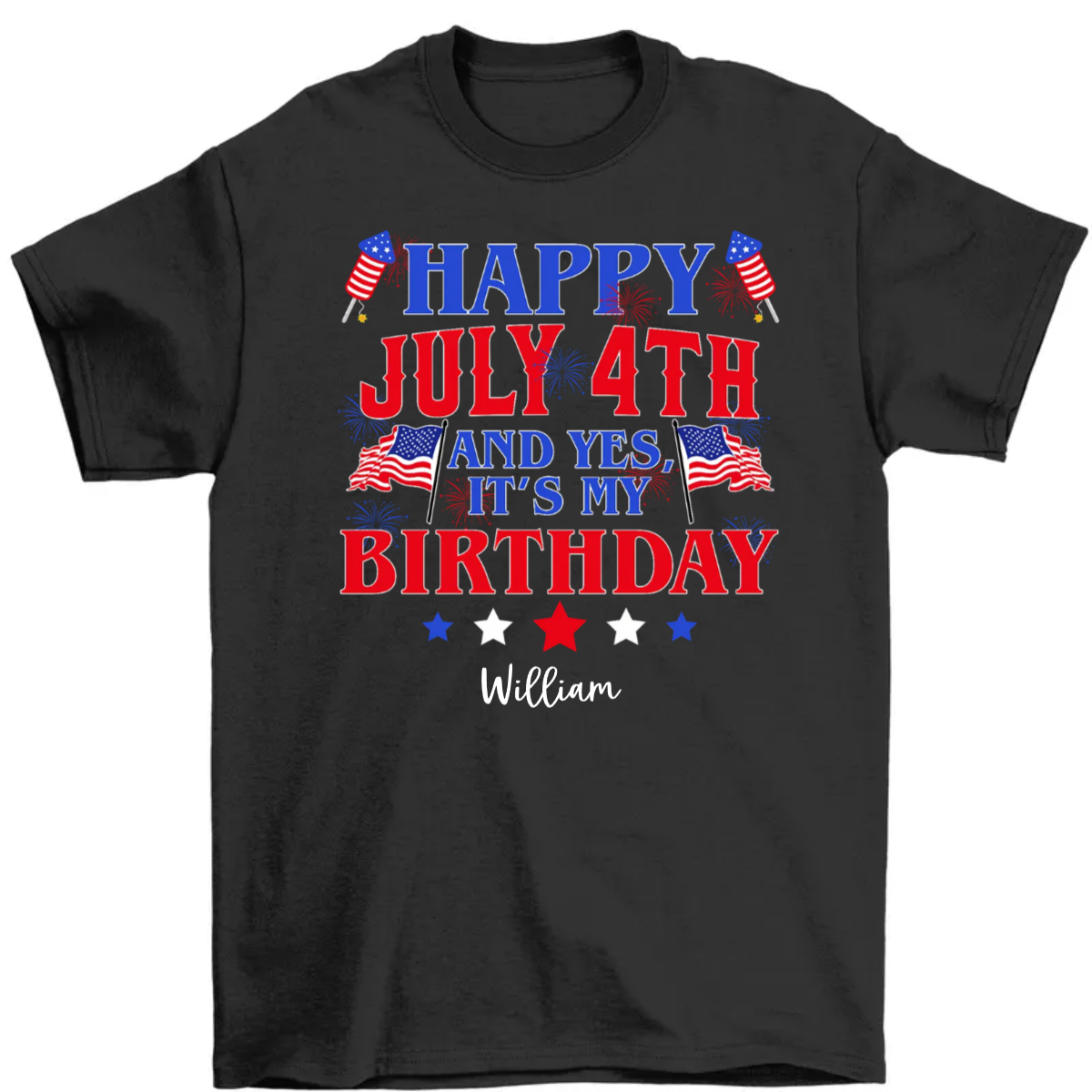 Happy July 4th And Yes It's My Birthday Personalized Custom Birthday 4Th Of July Shirt