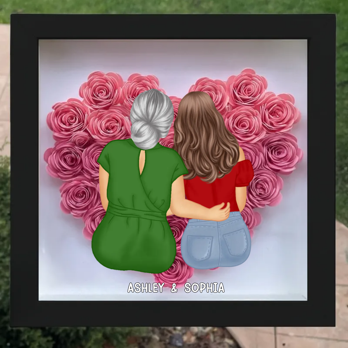 Gift For Mother Daughter Personalized Heart Rose Shadow Box