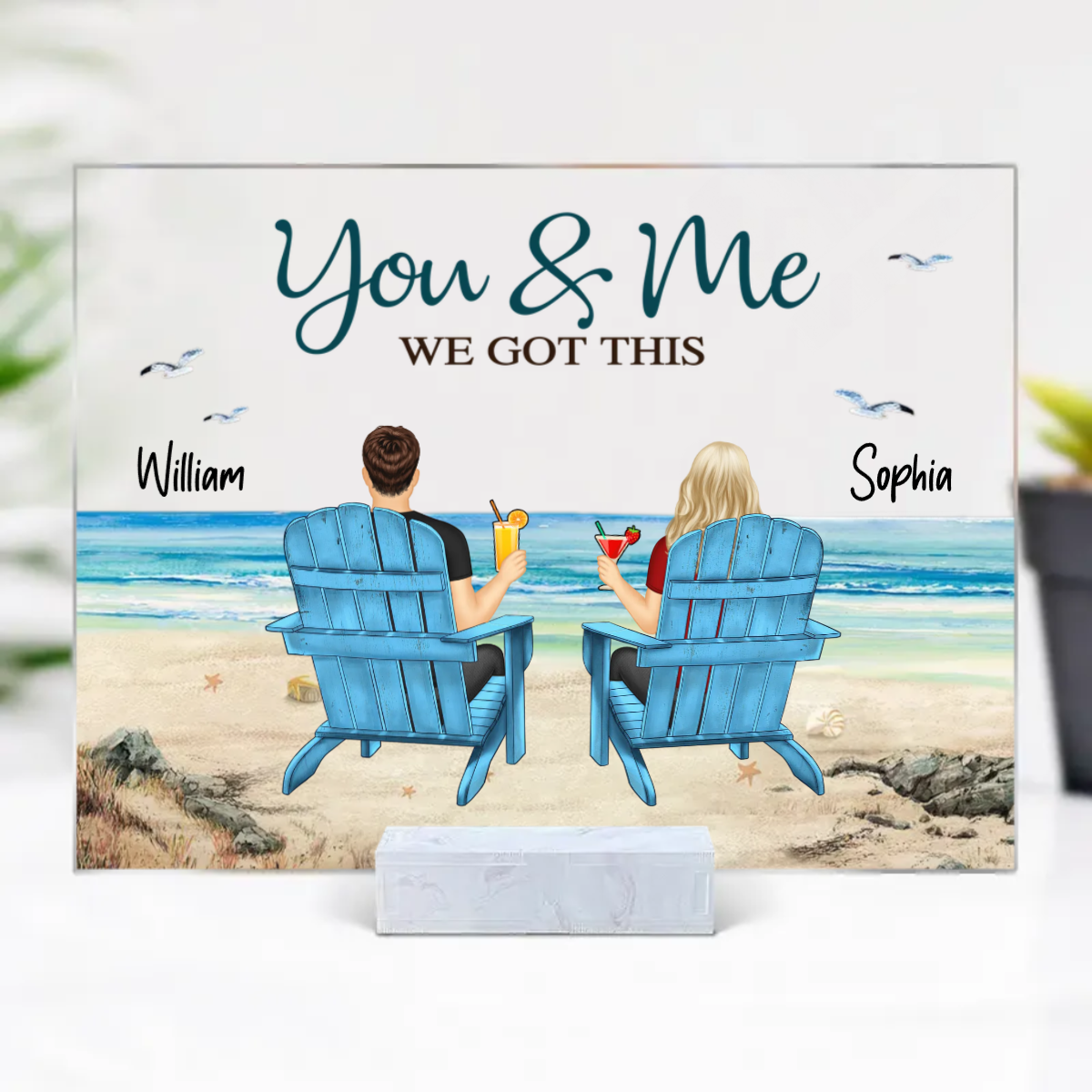 Personalized Photo Couple Acrylic Plaque - Gift Idea For Couple - My Favorite Place In All The World Is Next To You main image 1