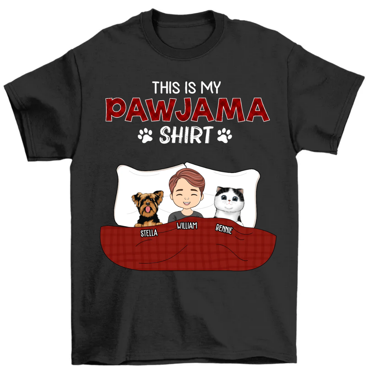 Pajama Shirt With Dogs & Cats - Personalized Custom Unisex T-Shirt